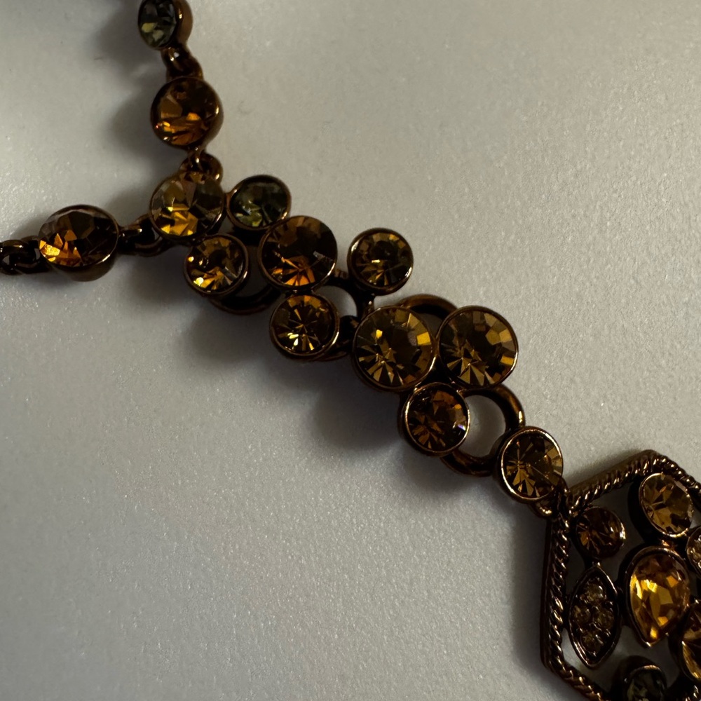 Vintage Signed Givenchy Elegant Gold Topaz Crystal Lariat Y Necklace - Picture 6 of 8